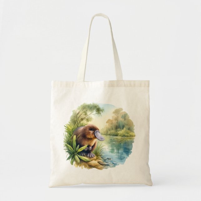 Platypus at the River REF75 - Watercolor Tygkasse (Framsidan)