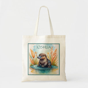 Platypus baby australiska djurvattenfärgsskola tygkasse