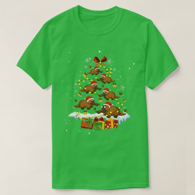 Platypus Christmas Tree Beaver Cute Funny  T Shirt (Design framsida)