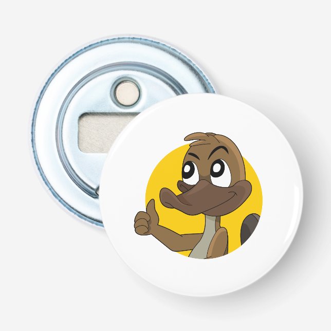 Platypus ge tummar uppåt tecknad flaska-öppnare flasköppnare (Framsidan)