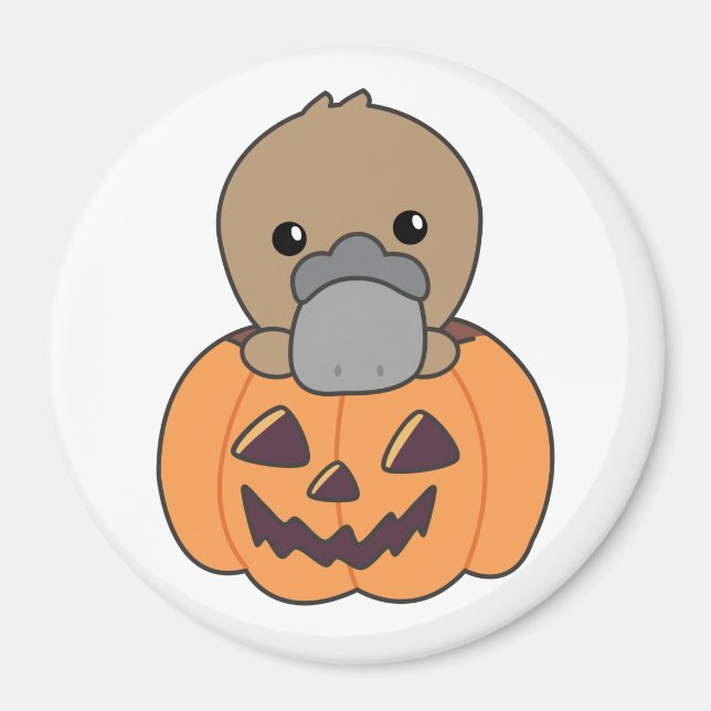 platypus in Pumpkin Sweet Animals Happy halloween Magnet (Framsidan)