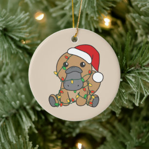 Platypus jul Winter Animals Helgdag Platypus Julgransprydnad Keramik