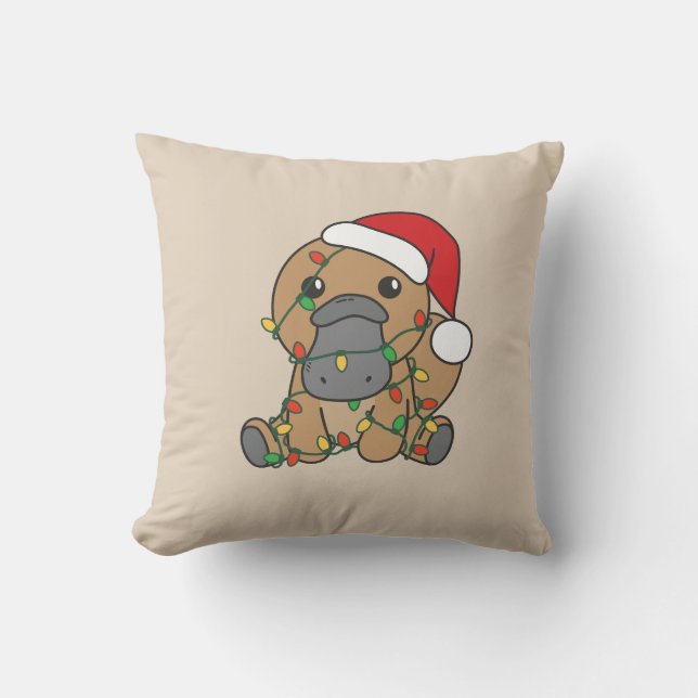 Platypus jul Winter Animals Helgdag Platypus Kudde (Framsida)