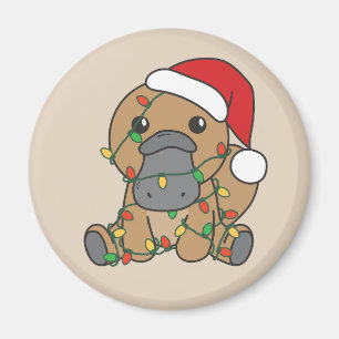 Platypus jul Winter Animals Helgdag Platypus Magnet