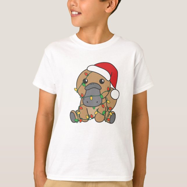 Platypus jul Winter Animals Helgdag Platypus T Shirt (Framsida)