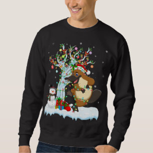 Platypus Julafton Träd Lighting Santa Hat Platypus Lång Ärmad Tröja