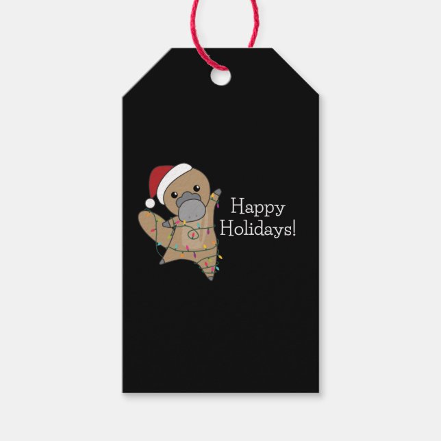 Platypus jultabbar Söta djur Presentetikett (Framsidan)