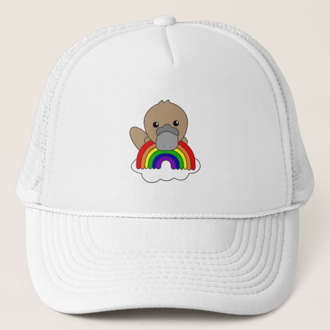Platypus Rainbow Cute Animals färgstarka Keps (Framsida)