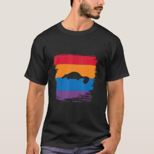 Platypus Shadow Silhouette med färgstark Flagga T Shirt