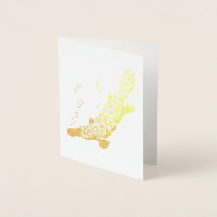 Platypus stilized animal art guld-kort folierat kort