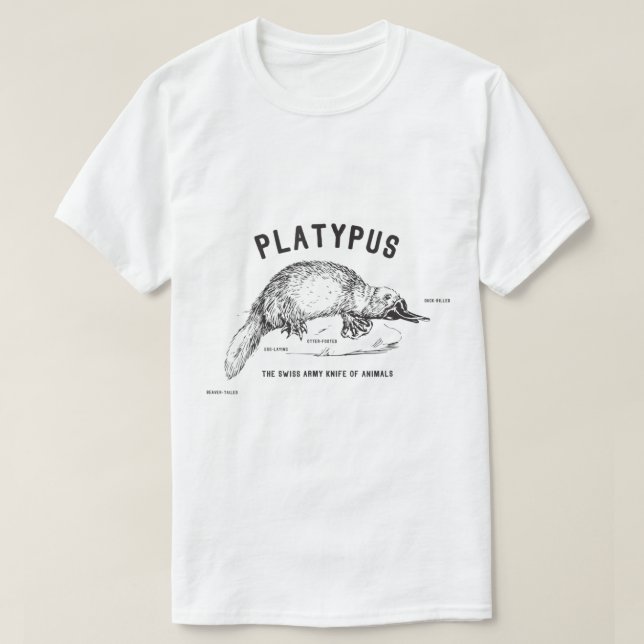 Platypus Swiss Army Knivar of Animals T Shirt (Design framsida)
