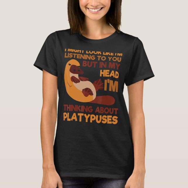 Platypus tänker på Anka-Billed Zoolog Vete T Shirt (Framsida)