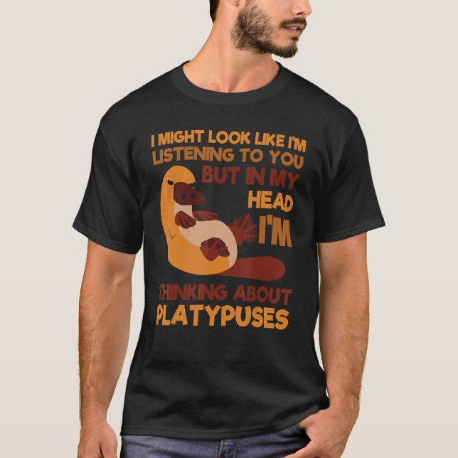 Platypus Thinking About Duck-Billed Zoologist Vete T Shirt (Framsida)