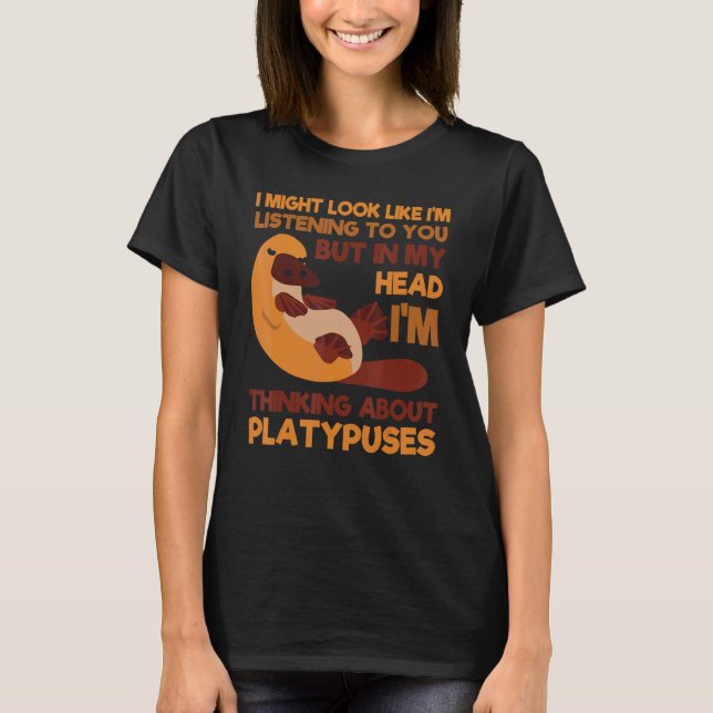 Platypus Thinking About Duck-Billed Zoologist Vete T Shirt (Framsida)