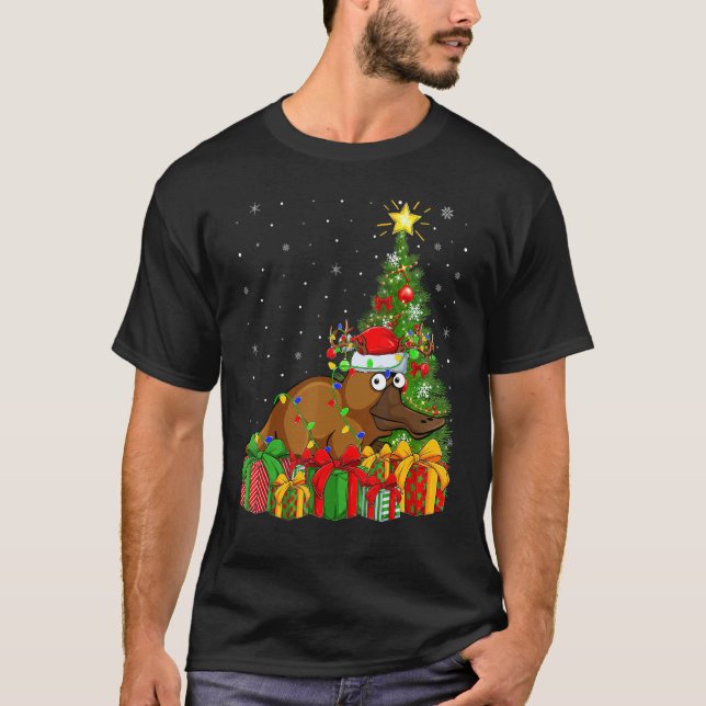 Platypus   Xmas Holiday Santa Platypus Christmas T T Shirt (Framsida)