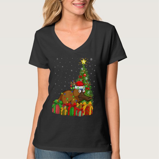 Platypus   Xmas Holiday Santa Platypus Christmas T T Shirt (Framsida)