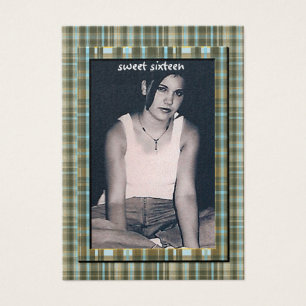 Play Aqua Blue Sweet 16 Birthday Photo Card Visitkort