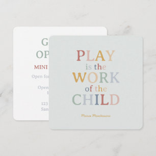 Play är barnens verk Maria Montessori Inbjudningar