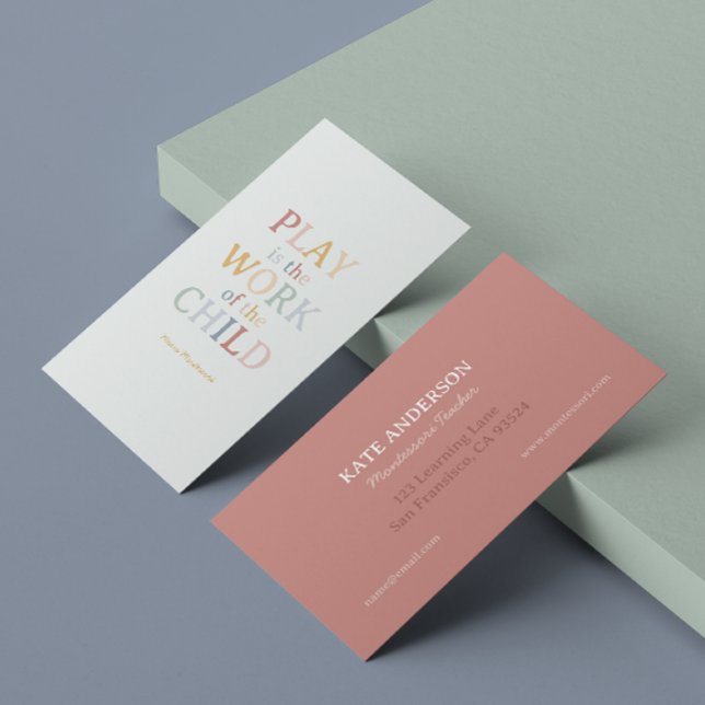 Play är barnens verk Maria Montessori Visitkort (Skapare uppladdad)