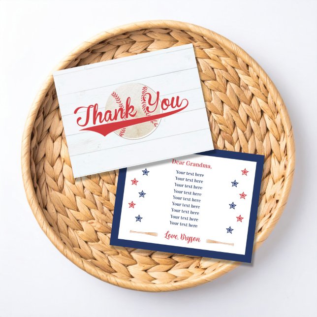 Play Ball Baseball Birthday Thank You Card Tack Kort (Skapare uppladdad)