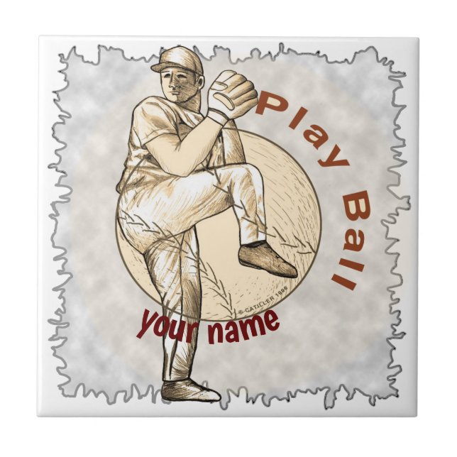 Play Baseball Pitcher Kakelplatta (Framsidan)