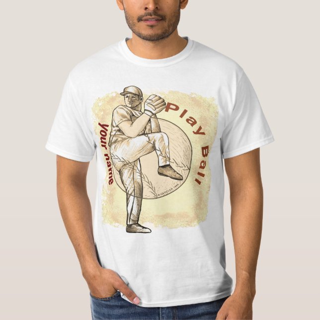 Play Baseball Pitcher T Shirt (Framsida)