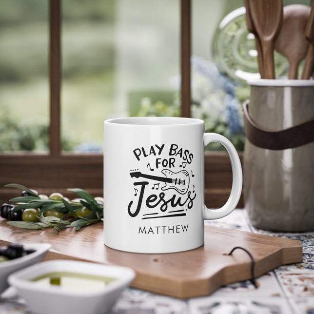 Play Bass Guitar for Jesus Christian Personlig Kaffemugg (Skapare uppladdad)