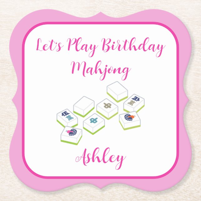 Play Birthday Mahjong PERSONALIZE Underlägg Papper (Framsida)