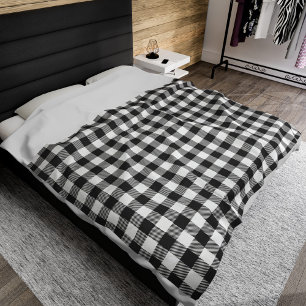 Play Black White Gingham Check Fleecefilt