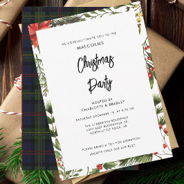 Play Blommigt Red Berries jul Party Tartan Inbjudningar