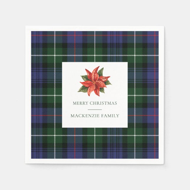 Play Blommigt Rustic Botanical jul Tartan Pappersservett (Framsidan)