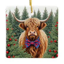 Play Bow Tie Highland Cow-julprydnad - Fe
