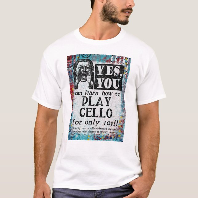 Play Cello - Funny Vintage annons T Shirt (Framsida)