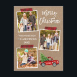 Play Craft Tape Red Lastbil jul Kraft Vykort<br><div class="desc">I det moderna penselskriptet God jul 3 Photo Collage Helgdag Postcard ingår Red Lastbil med Julgran. Rustic Kraft Papper.</div>