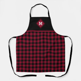 Play Diamond Initial Crimson Red + Black Apron