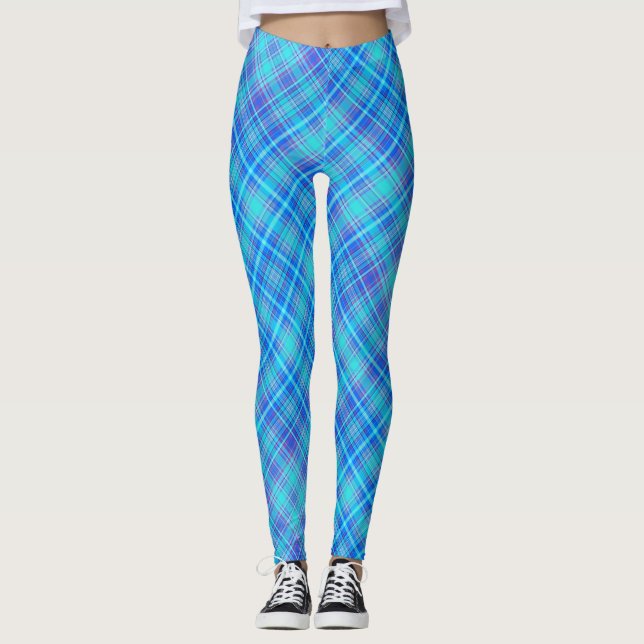 Play Fabric Struktur Blue Rand Mönster-43657 Leggings (Framsida)