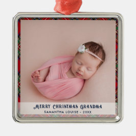Play First jul Baby Photo Helgdag Tartan Julgransprydnad Metall