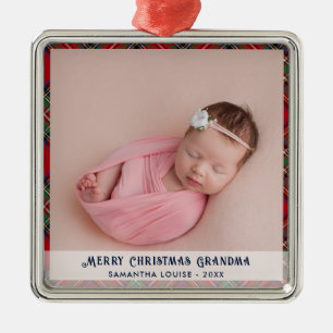 Play First jul Baby Photo Helgdag Tartan Julgransprydnad Metall