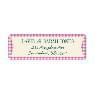Play Gingham Check Mönster Fabric Crafts-etikett Returadress Etikett