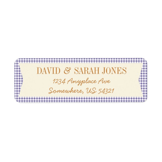 Play Gingham Check Mönster Fabric Crafts-etikett Returadress Etikett (Framsidan)