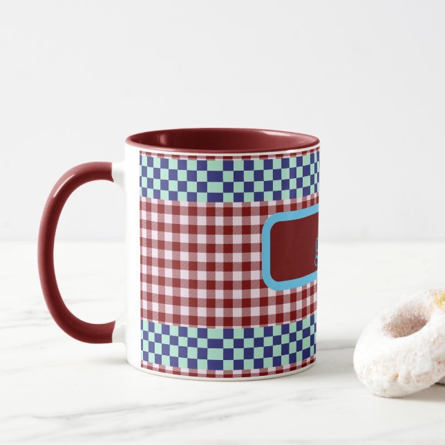 Play Gingham Personlig Mugg (Med munk)