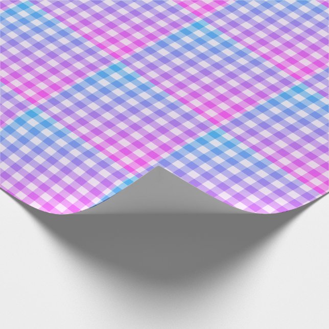 Play Gingham Rosa Blue Modern Simple Check Presentpapper (Hörn)