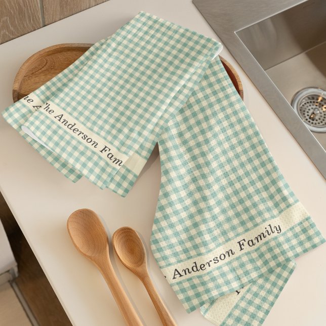 Play Gingham Rustic Family Namn Farmhouse Kökshandduk (Skapare uppladdad)