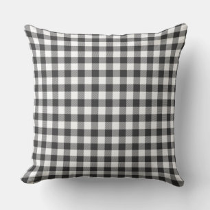 Play Gingham Rustic White Black Check Birthday Kudde