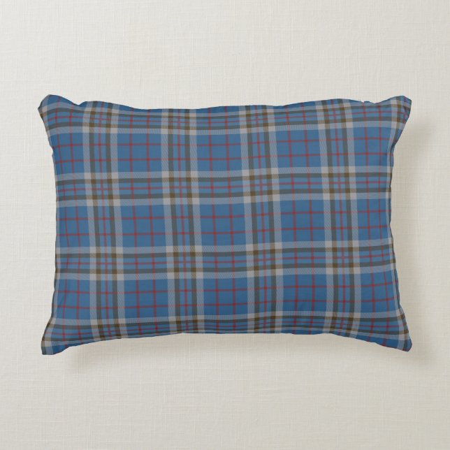 Play Grått Blue Rustic Elegant Tartan Prydnadskudde (Framsidan)