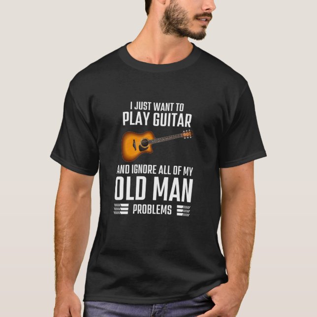 Play Guitar Old Man T Shirt (Framsida)