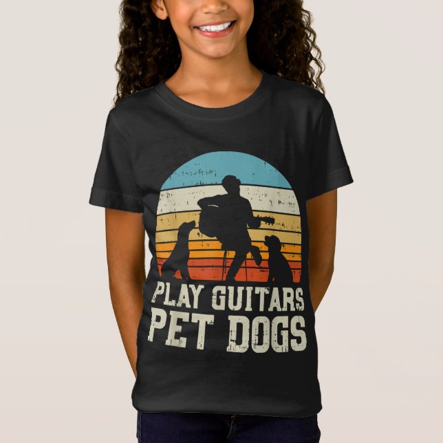 Play Guitars Pet Hund Retro Music Guitarist Animal T Shirt (Framsida)