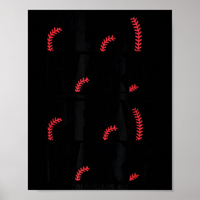 Play Hard Pray Hard Youth Boy Christian Baseball J Poster (Framsidan)