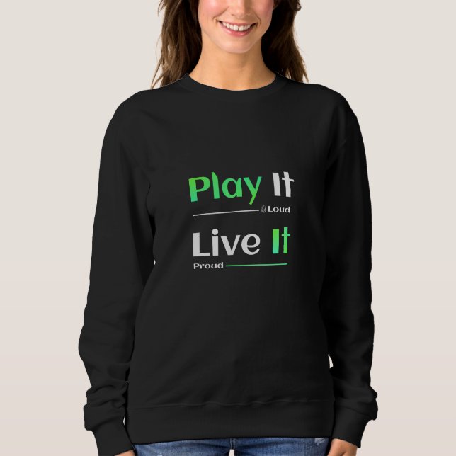 Play It Loud. Live It Proud. T Shirt (Framsida)