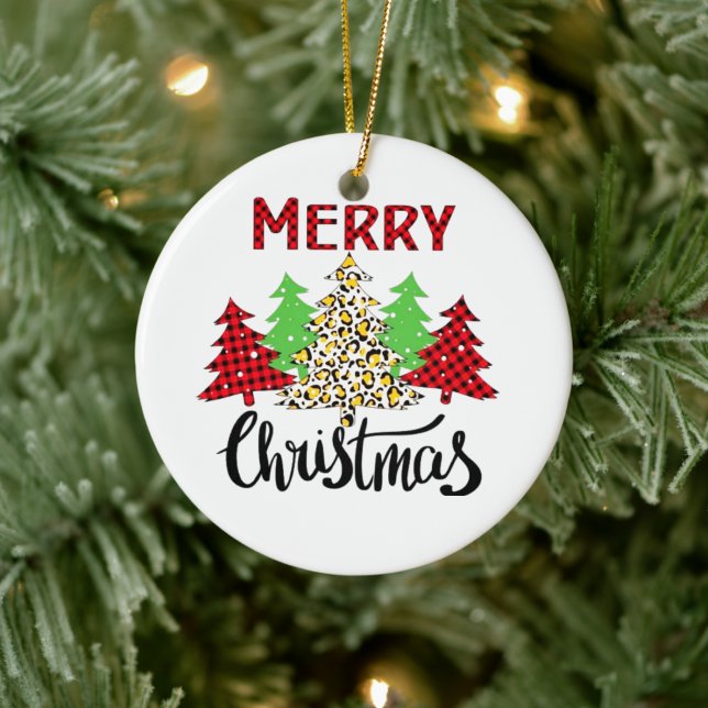 Play Julgran Winter Forest Leopard Julgransprydnad Keramik (Plaid Christmas Tree Winter Forest Leopard Ceramic Ornament
)